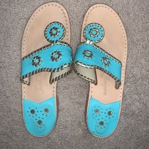 Jack Rogers Nantucket Teal and Gold Cork Sandals